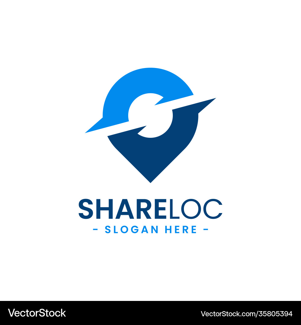Share location logo design template map pointer Share location logo design template map pointer Vector Image