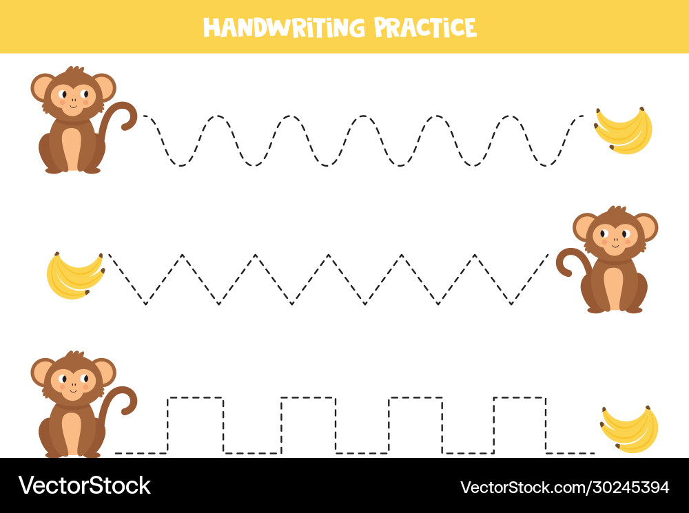 Trace lines between happy monkeys Vector Image