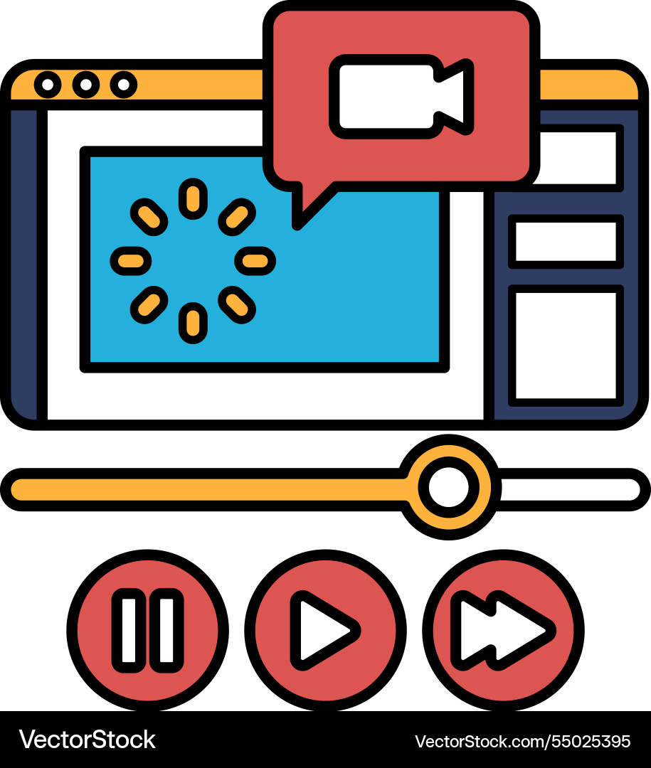 A computer monitor with video playing A computer monitor with video playing vector image