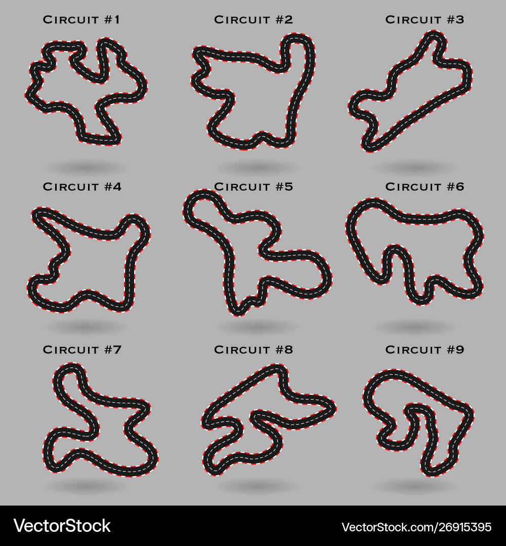 Abstract race track maps set Abstract race track maps set vector image