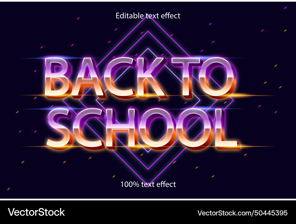 Back to school editable text effect retro style Back to school editable text effect retro style vector image