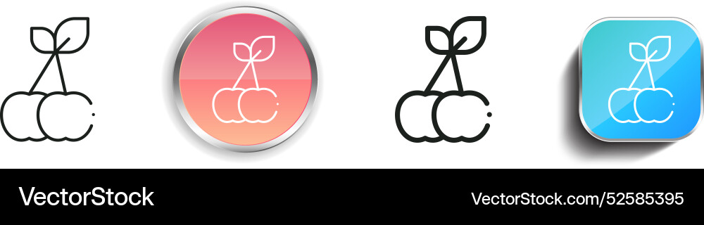 Cherries icon thin linear regular and button Cherries icon thin linear regular and button vector image