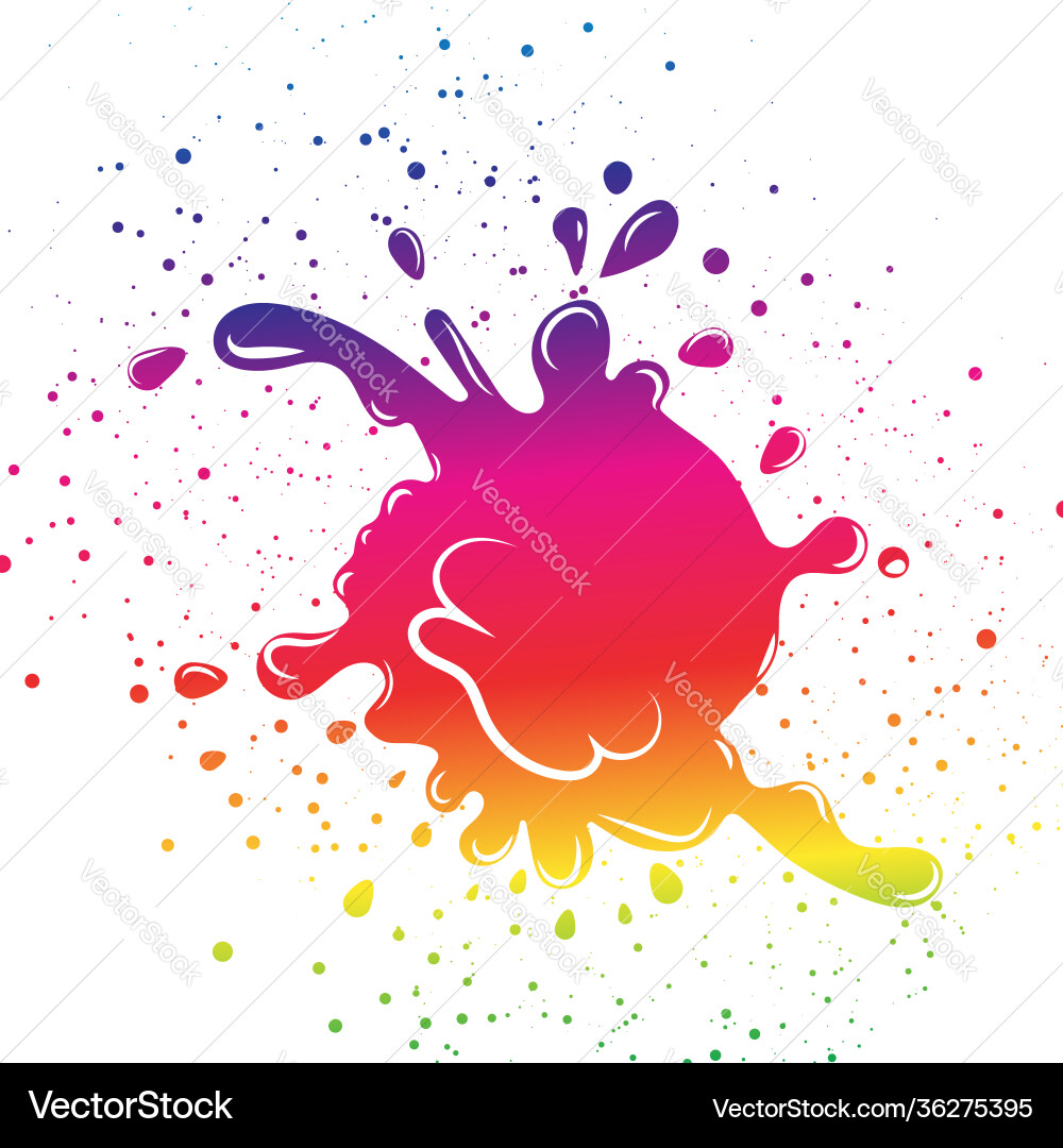 Colorful rainbow spectrum ink splash droplet vector image