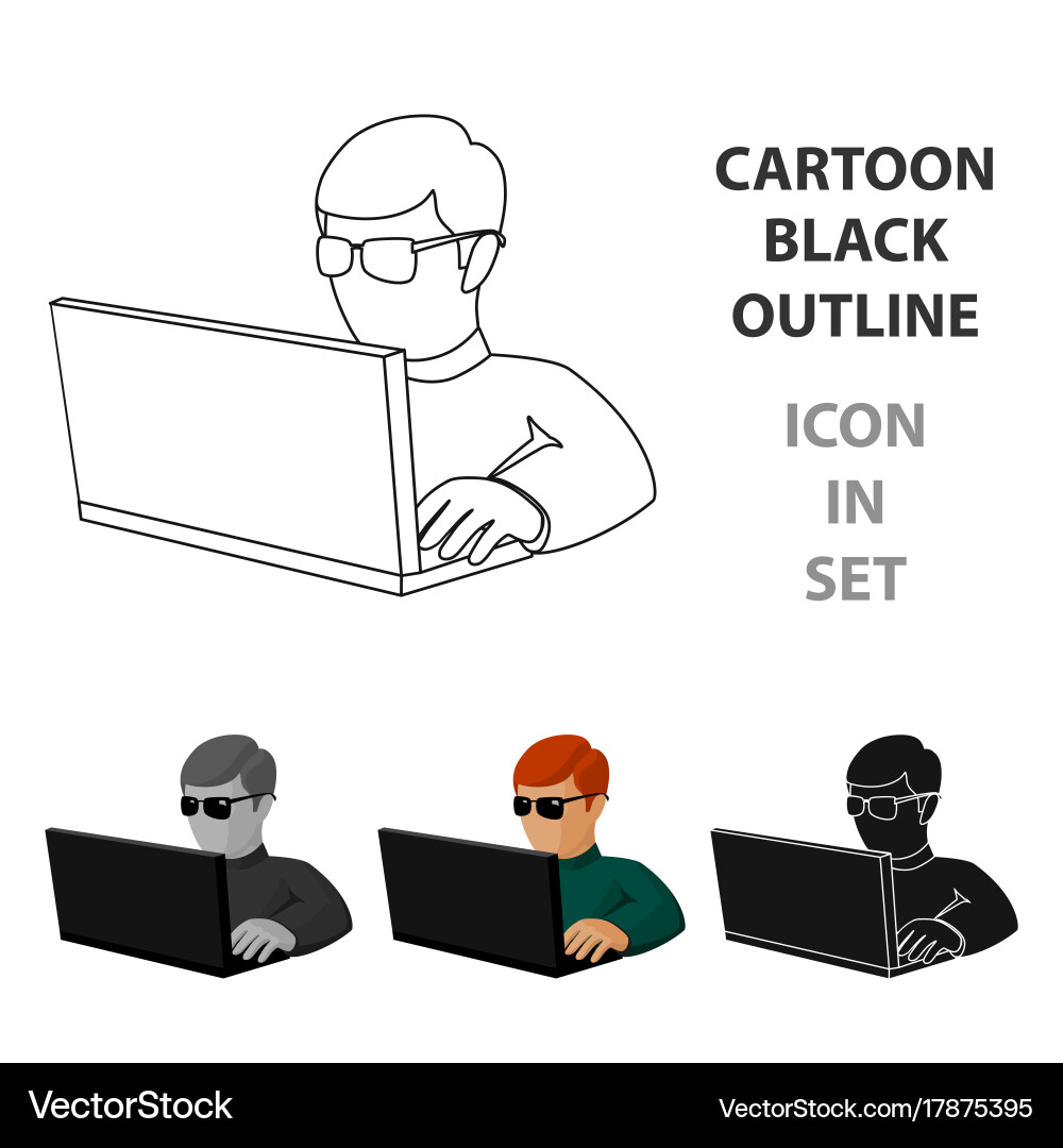 Computer hacker icon in cartoon style isolated Vector Image