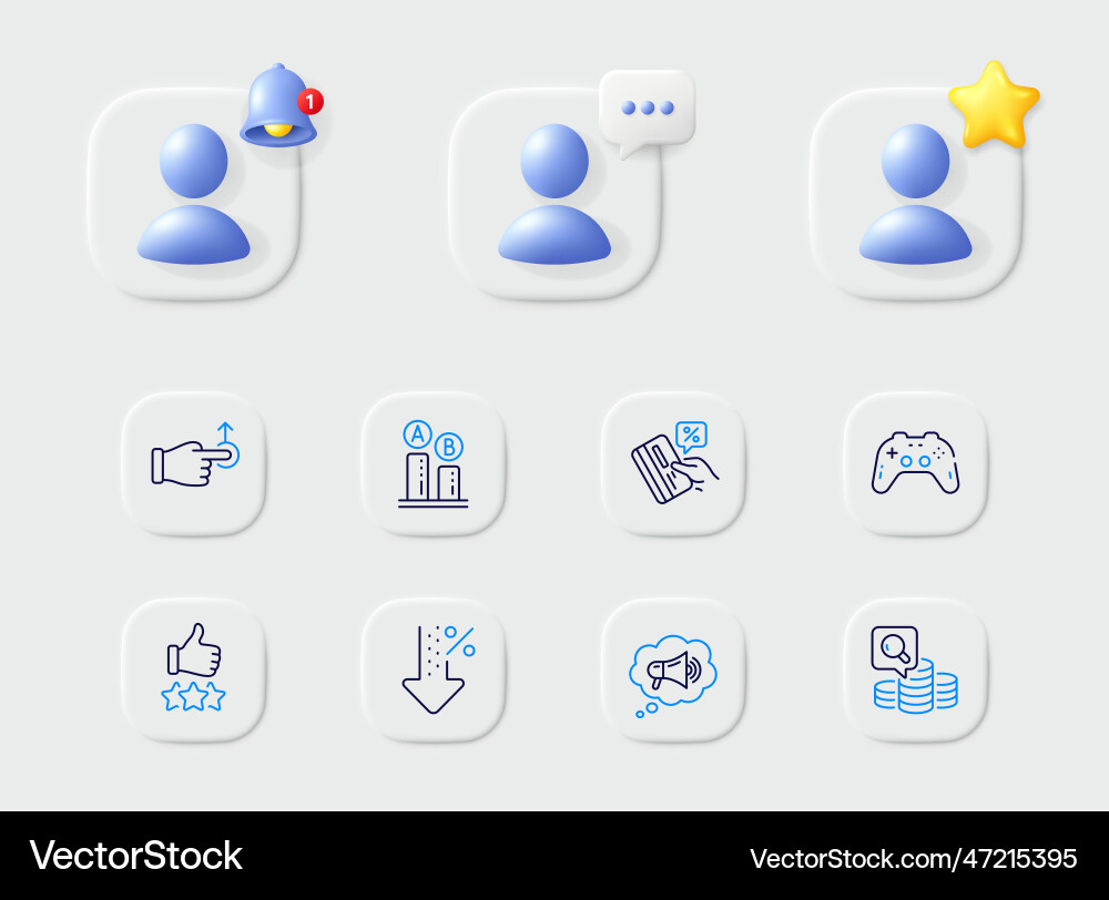 Inspect rating stars and gamepad line icons Inspect rating stars and gamepad line icons Vector Image