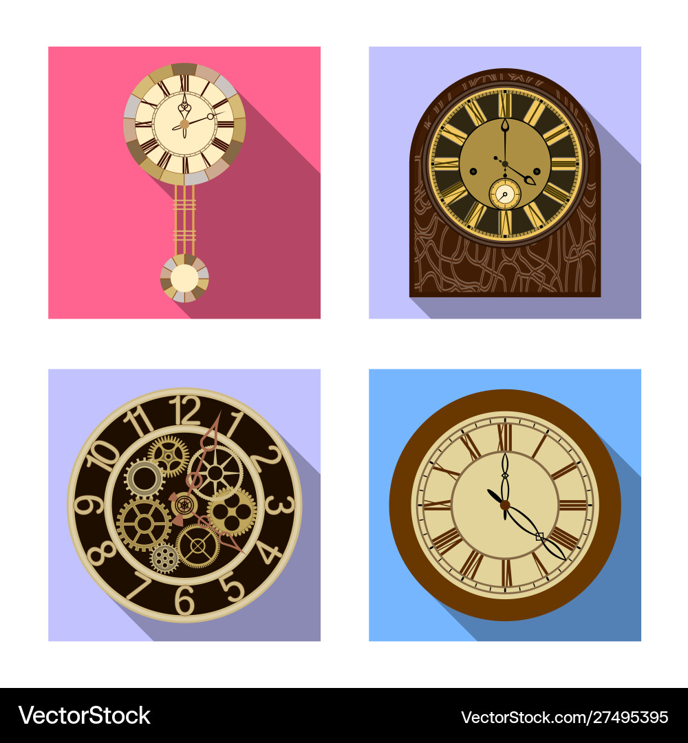 Isolated object clock and time sign collection Vector Image