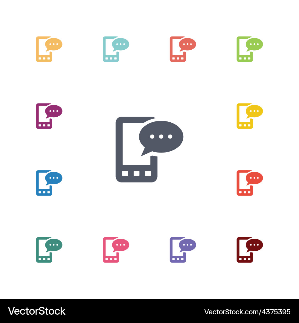 Mobile message flat icons set Vector Image