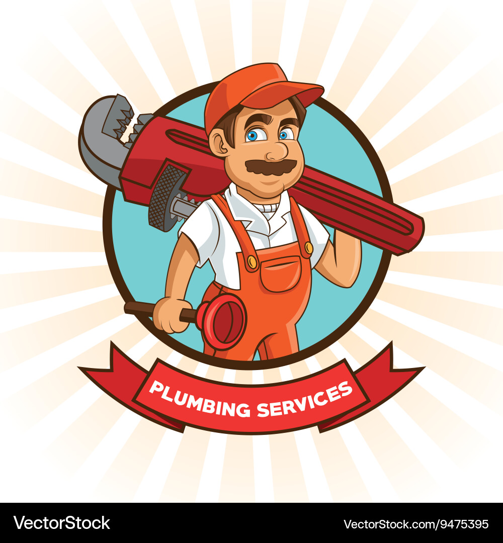 Plumbing service plumber cartoon design Vector Image
