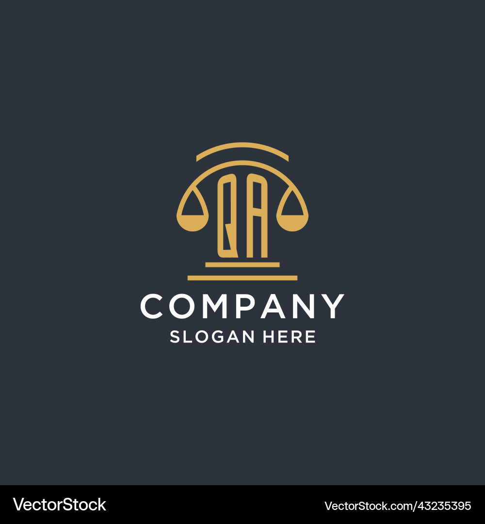 Qa initial with scale of justice logo design Vector Image