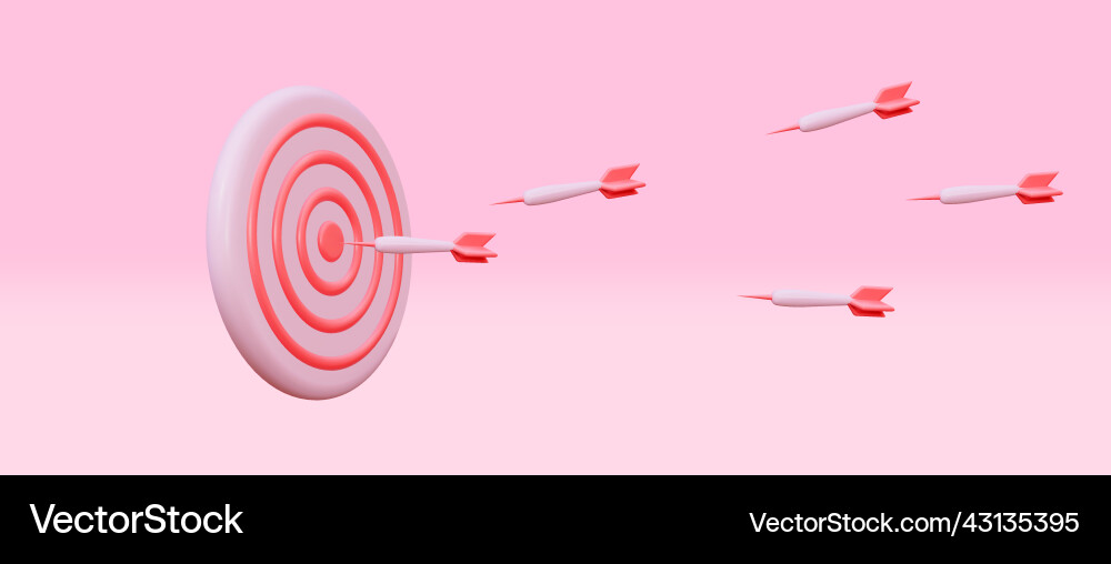 Realistic 3d design red target and arrows Vector Image