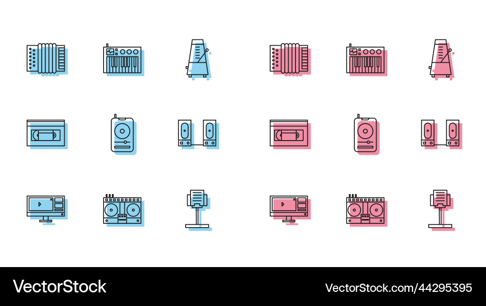 Set line video recorder or editor software Vector Image