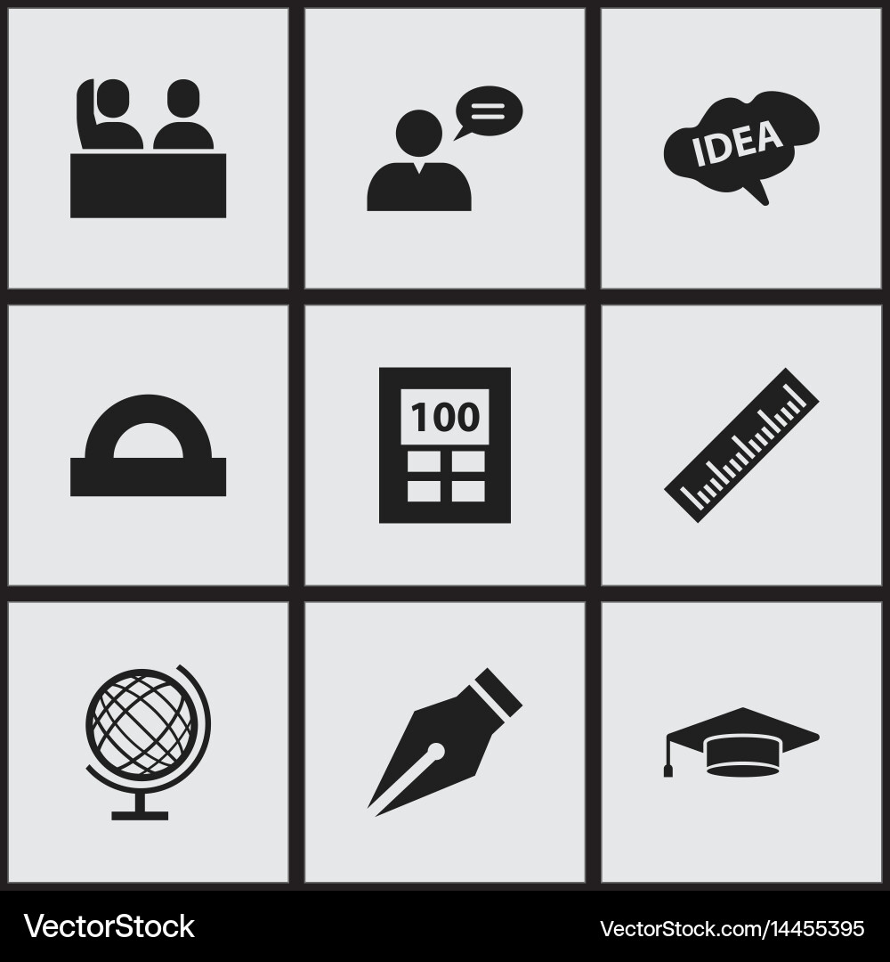 Set of 9 editable university icons includes Vector Image