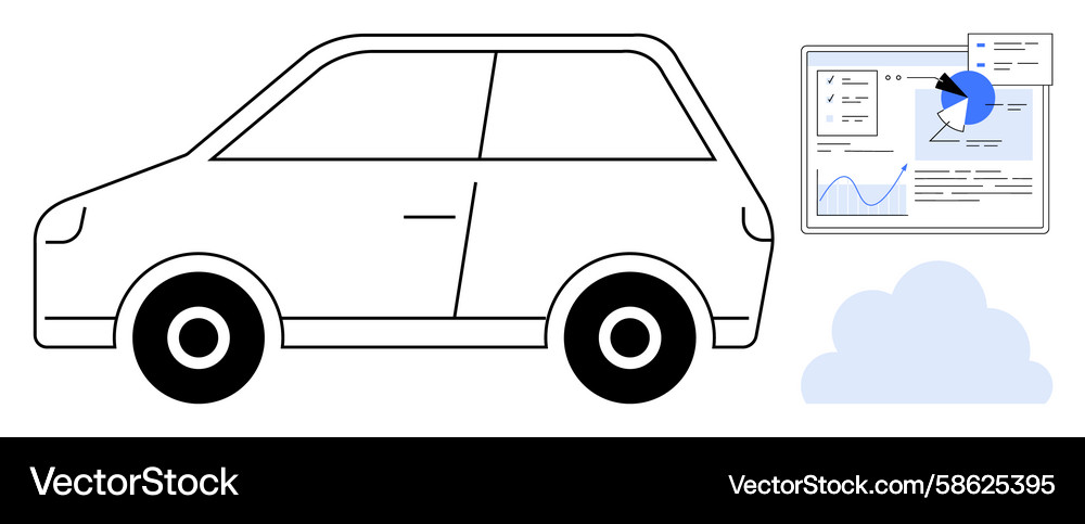 Smart car with connected data analytics dashboard Smart car with connected data analytics dashboard Vector Image