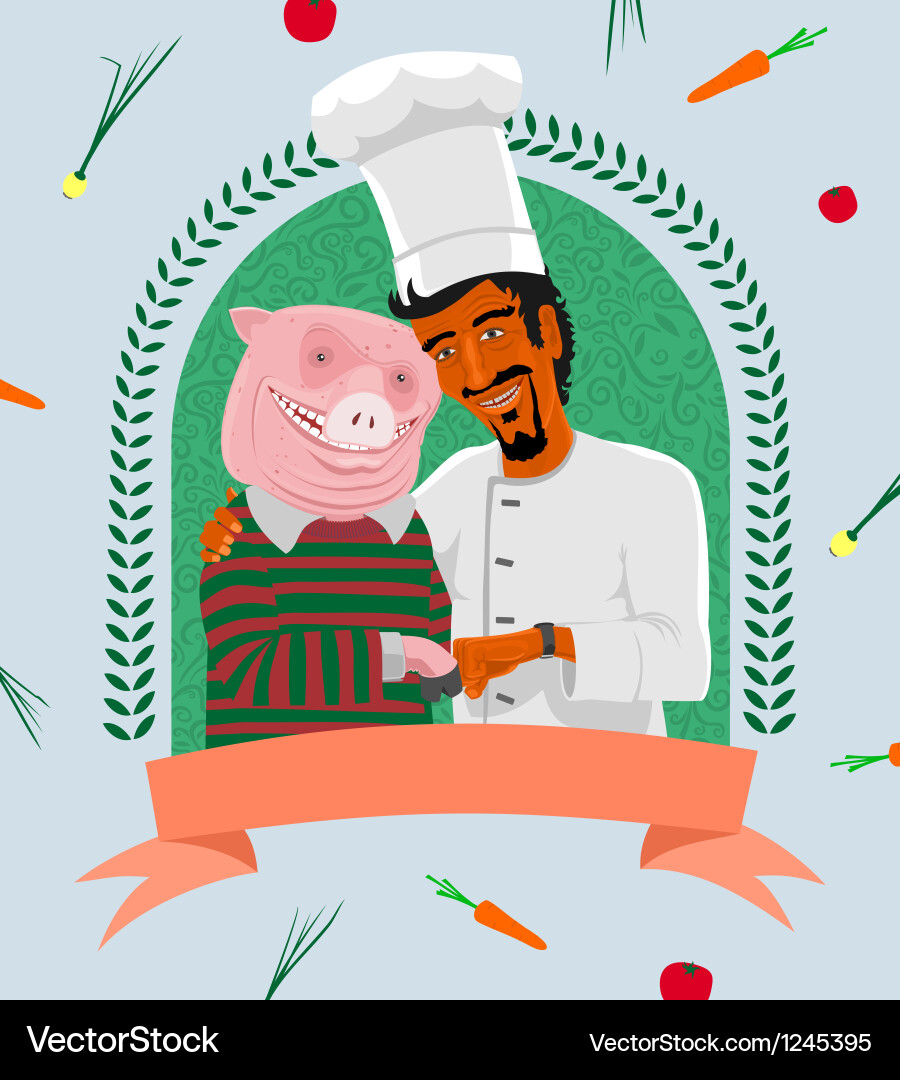 Two Friends Preparing Food Vector Image