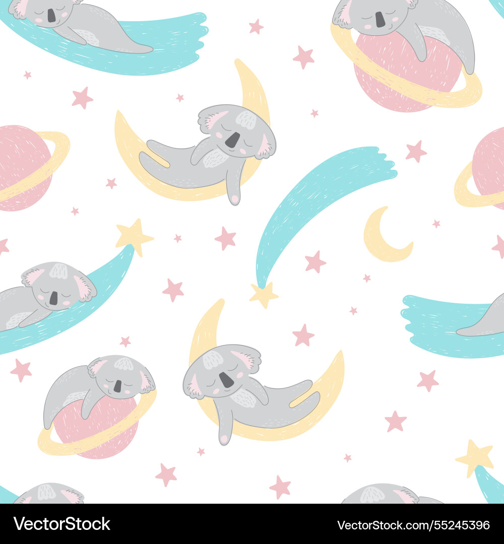 Adorable sleeping koalas seamless pattern Adorable sleeping koalas seamless pattern vector image