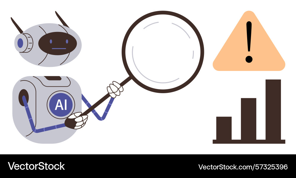 Ai robot analyzing data trends and identifying Ai robot analyzing data trends and identifying vector image