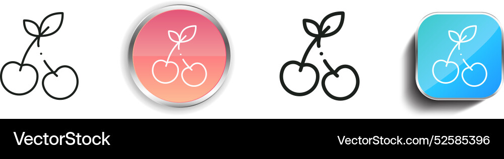Cherries icon thin linear regular and button vector image