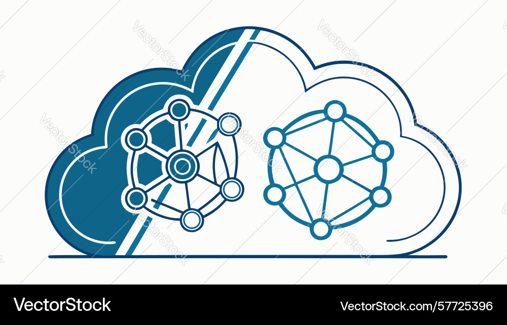 Cloud with abstract molecular network ai data vector image