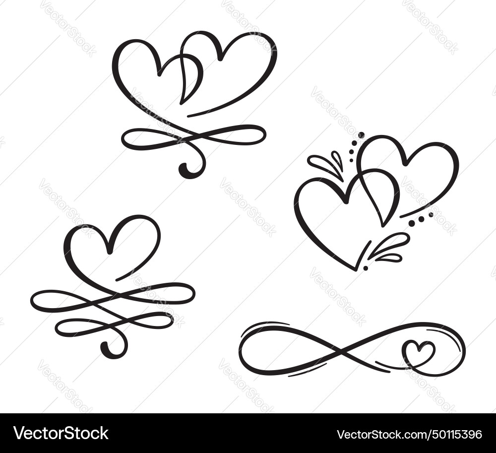 Decorative hearts elements Royalty Free Vector Image