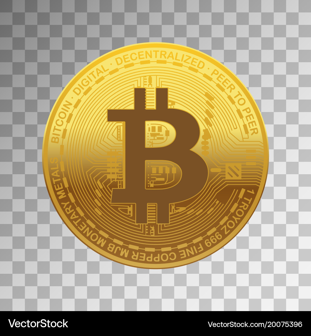Golden Bitcoin on Transparent Background – Royalty-Free Vector | VectorStock