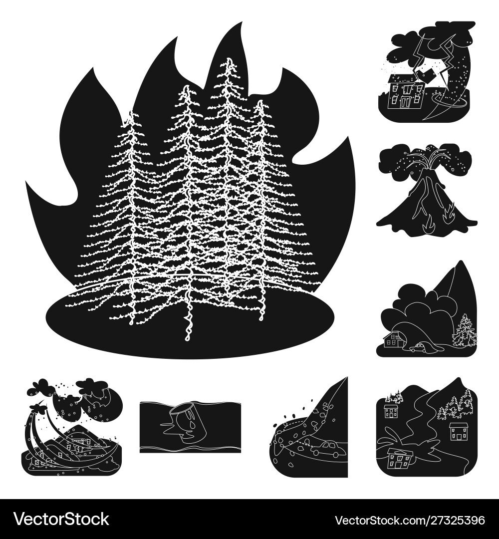Isolated object calamity and crash symbol set Isolated object calamity and crash symbol set Vector Image
