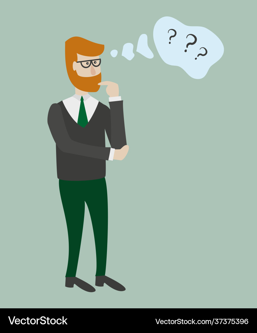 Man is thinking with bubble and question marks vector image