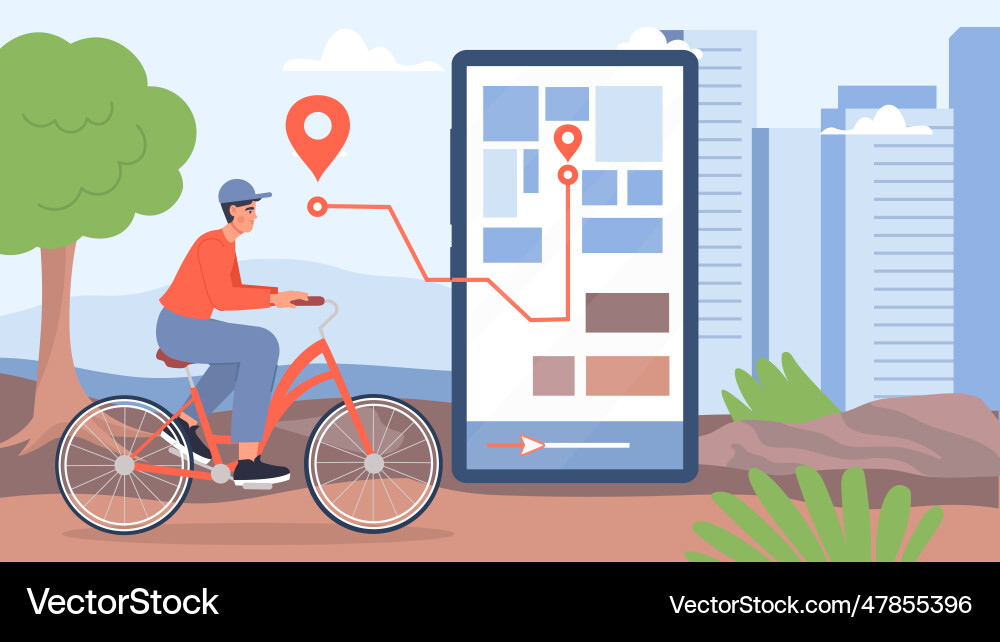 Mobile app with map concept Vector Image