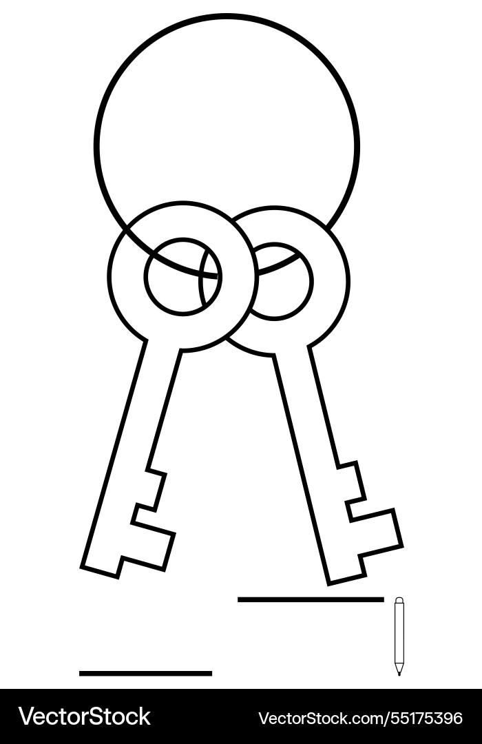 Overlapping Schlüssel und Kreis mit minimalistischer Linie Overlapping Schlüssel und Kreis mit minimalistischer Linie vektorbild