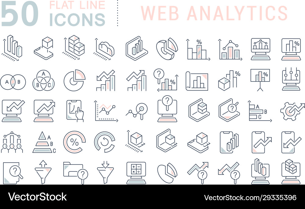 Set line icons web analytics Vector Image