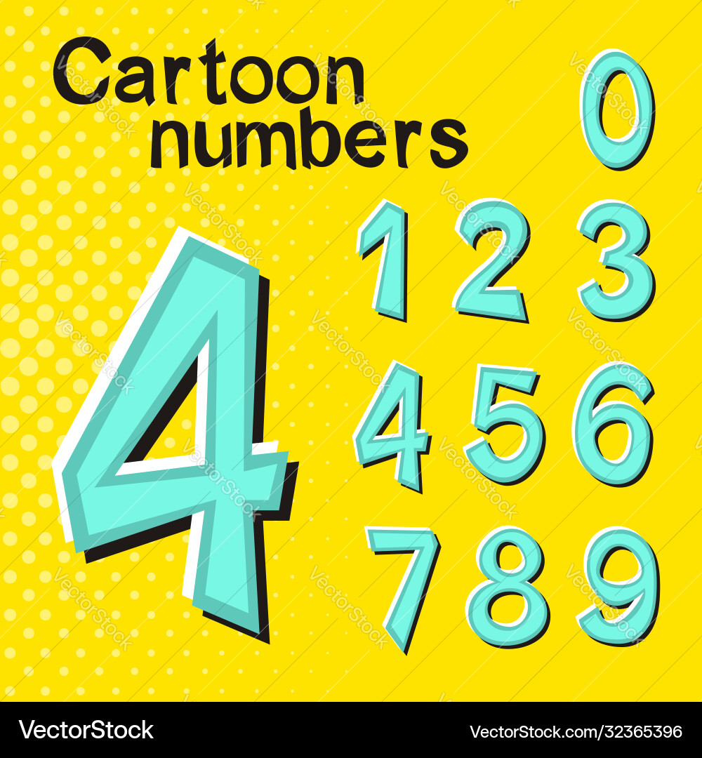 Set numbers in pop art style Set numbers in pop art style Vector Image