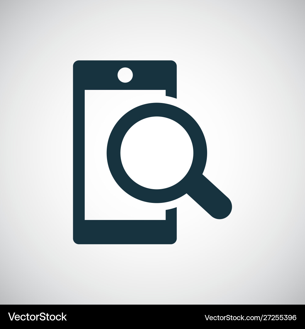 Smartphone search icon for web and ui on white Vector Image