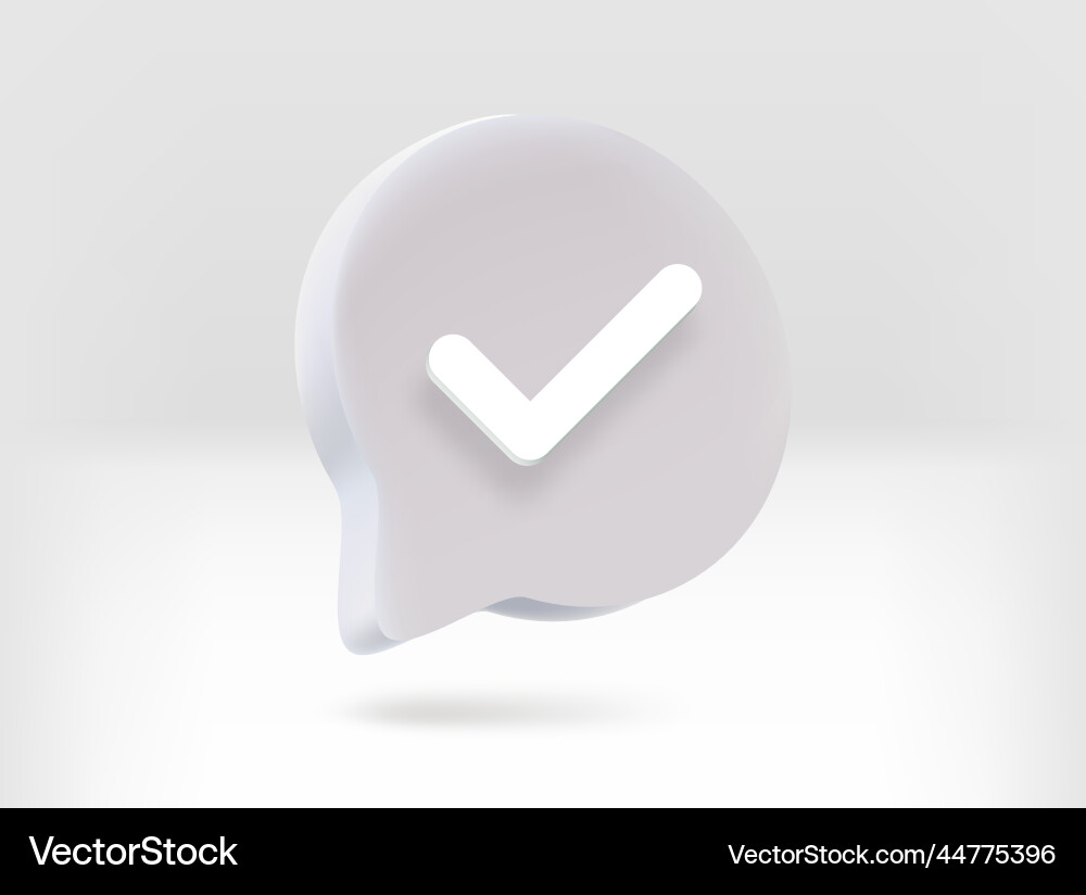 Speech cloud with check mark 3d isolated vector image