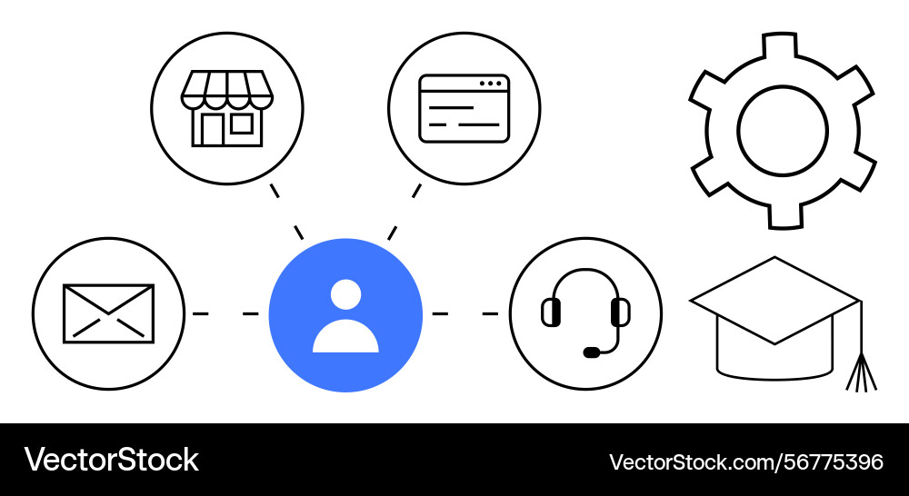 User-centric network with icons representing Vector Image