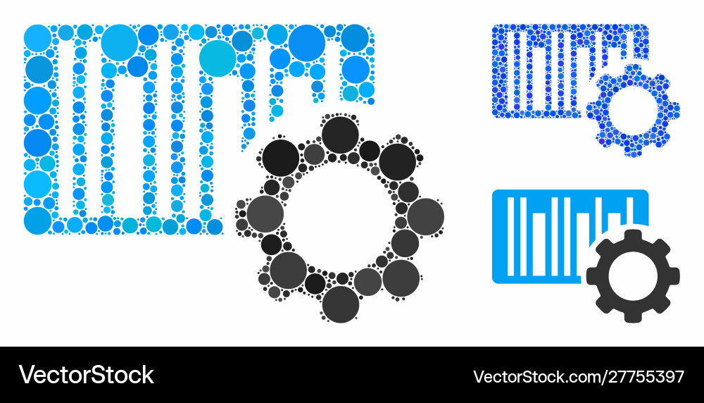 Bar code settings mosaic icon circles Bar code settings mosaic icon circles vector image