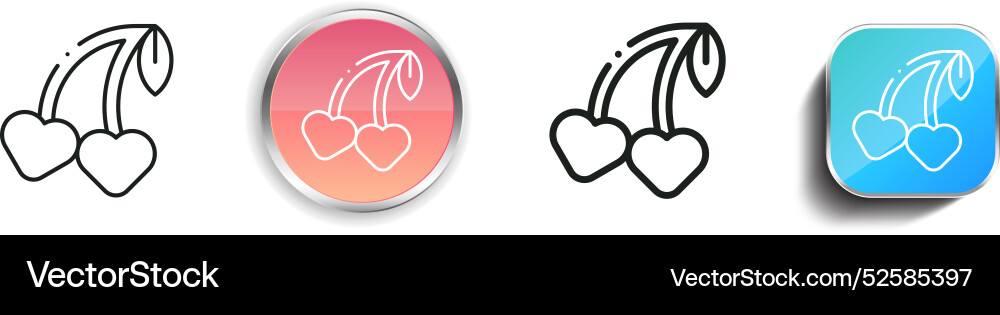 Cherries icon thin linear regular and button Cherries icon thin linear regular and button vector image