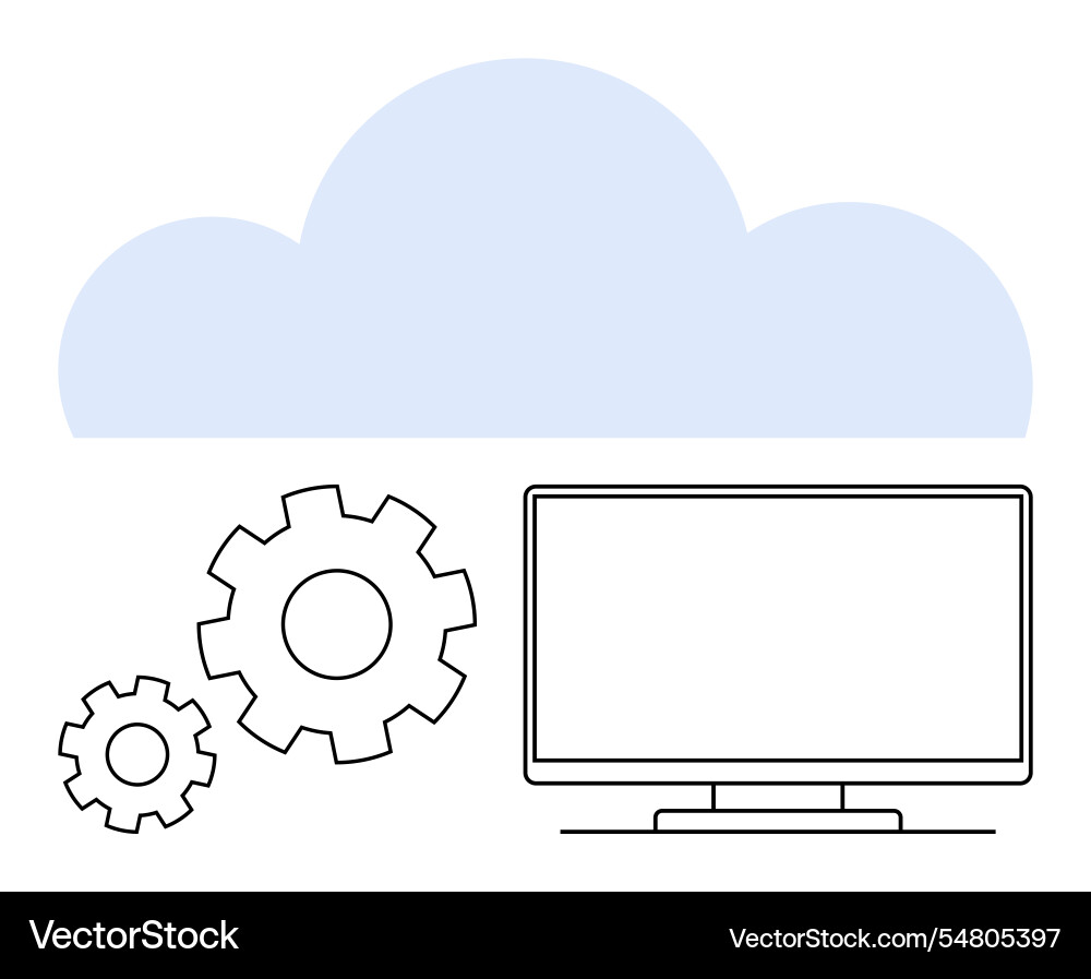 Cloud computing concept with monitor and gears Cloud computing concept with monitor and gears Vector Image