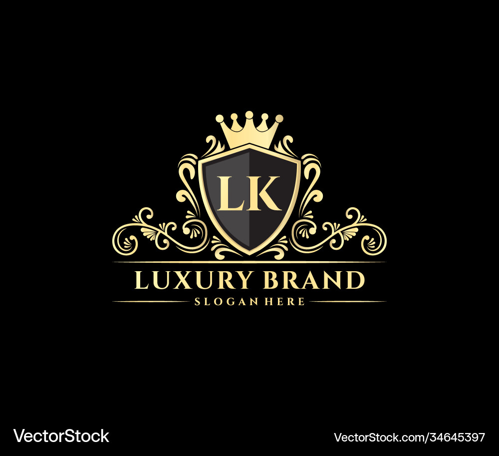Elegant Gold Letter Lk Monogram Vector Image