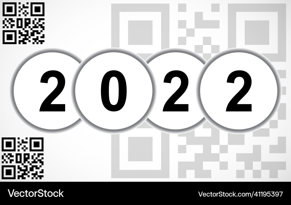 Happy new year 2022 text design with qr code Happy new year 2022 text design with qr code Vector Image