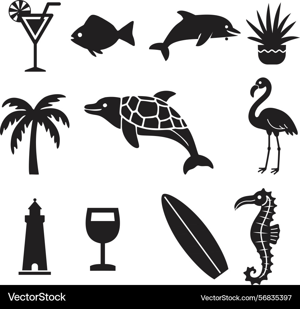 High resolution sea element icons for web Vector Image