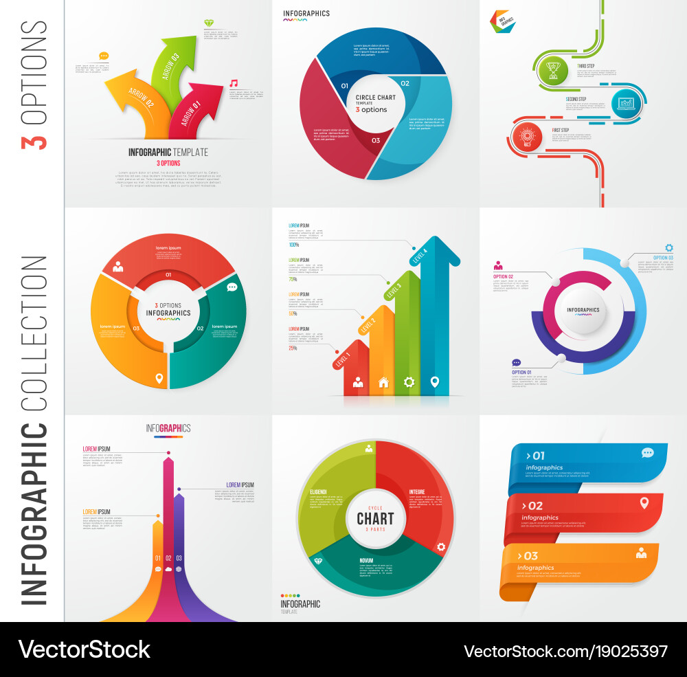 Infographic collection of 3 options Royalty Free Vector