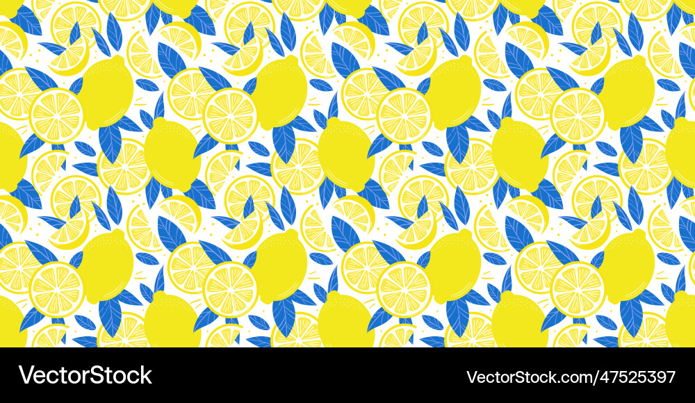 Lemon seamless repeat pattern with citrus fruit Lemon seamless repeat pattern with citrus fruit Vector Image