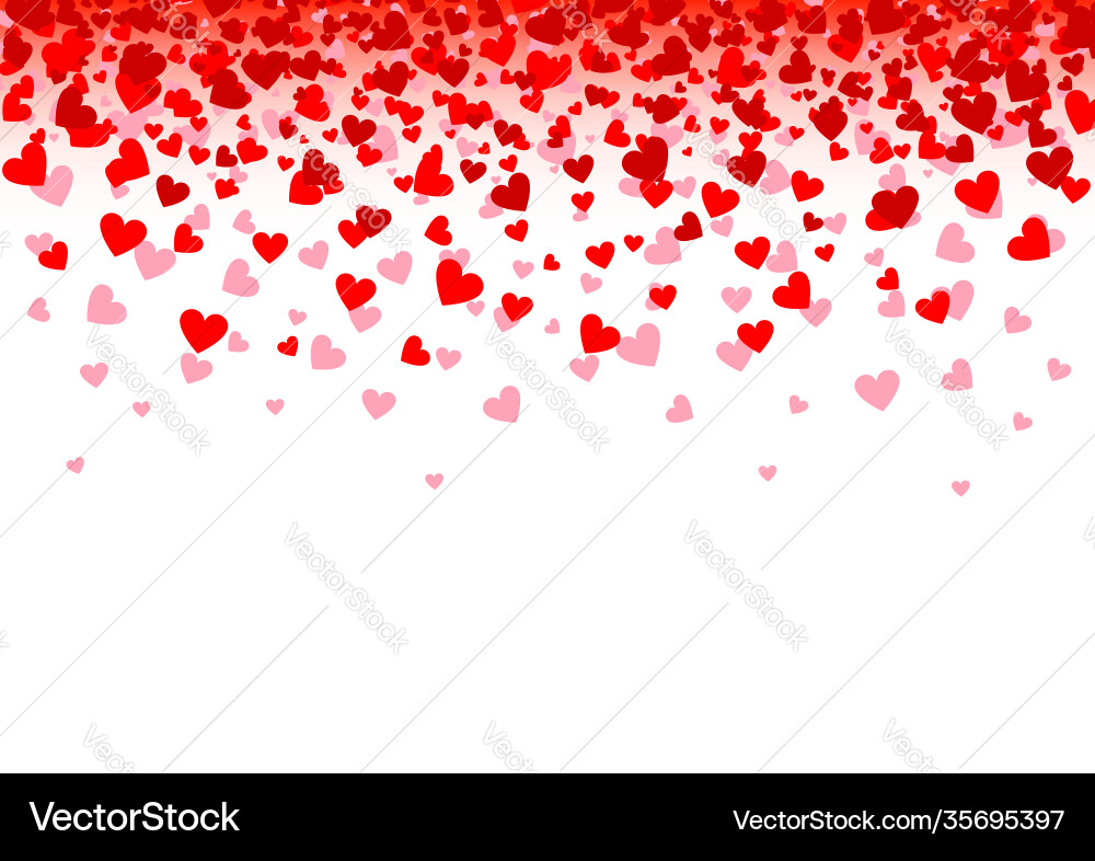 Red Hearts Confetti Background Vector Image