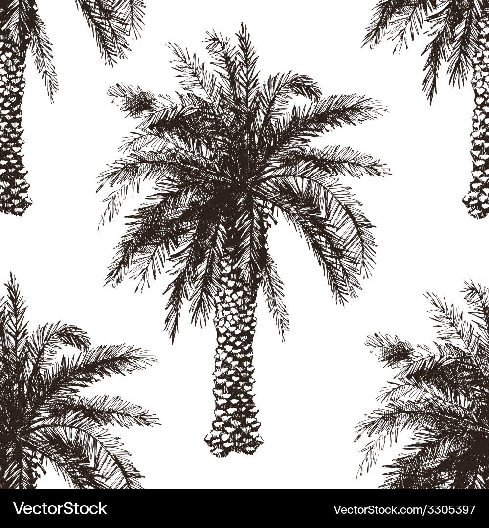 Retro Palm Tree Seamless Pattern vector image
