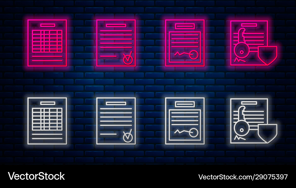 Set line confirmed document and check mark filled Set line confirmed document and check mark filled Vector Image