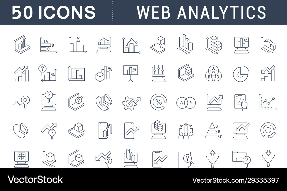 Set line icons web analytics Royalty Free Vector Image
