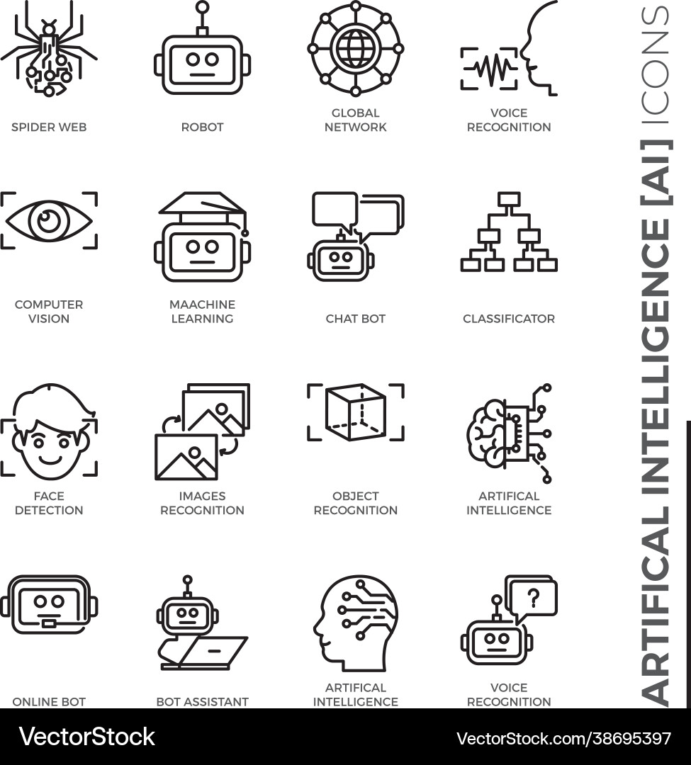 Simple set artificial intelligence related Vector Image
