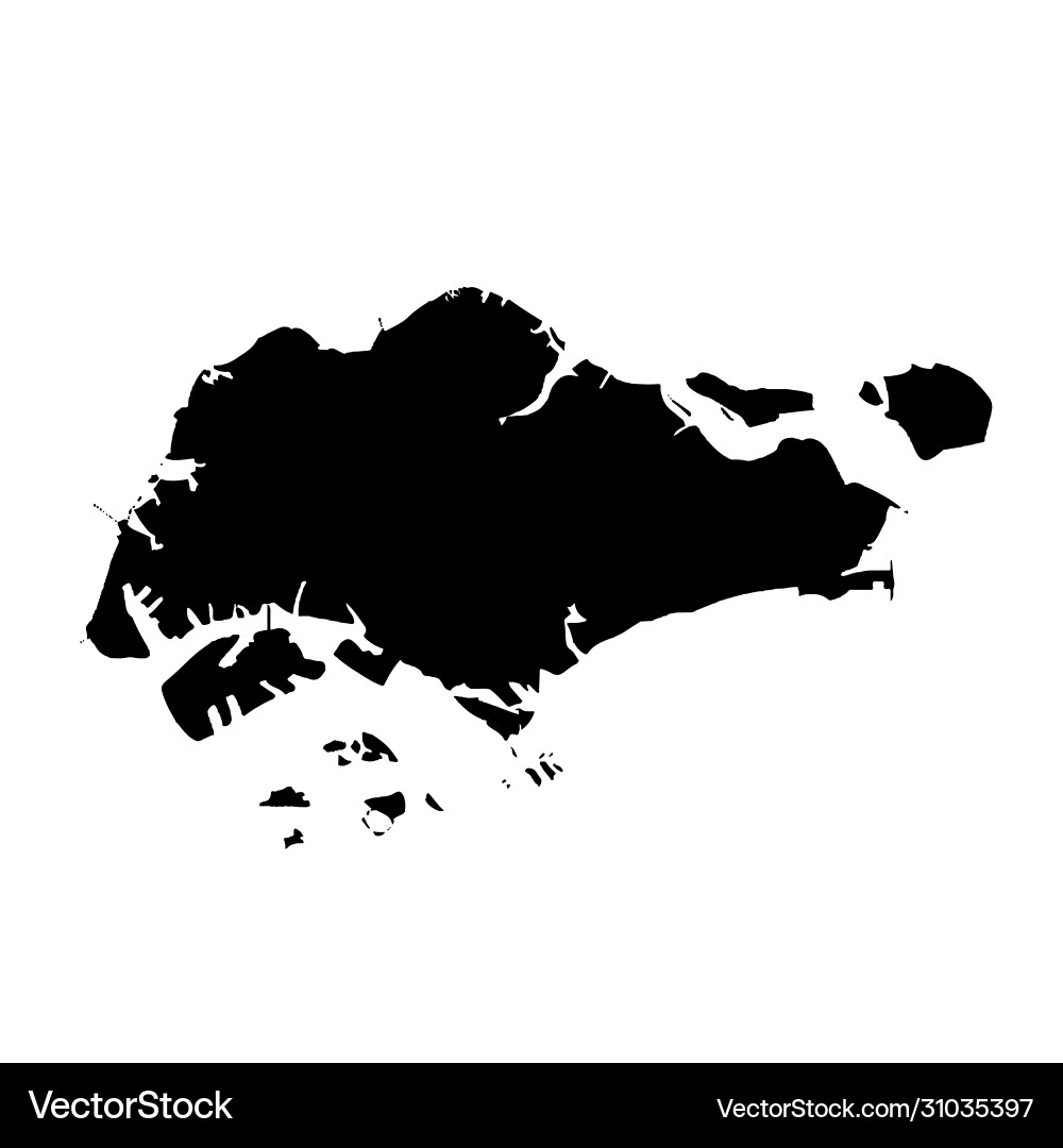 Singapore Map - Black and White Vector Image
