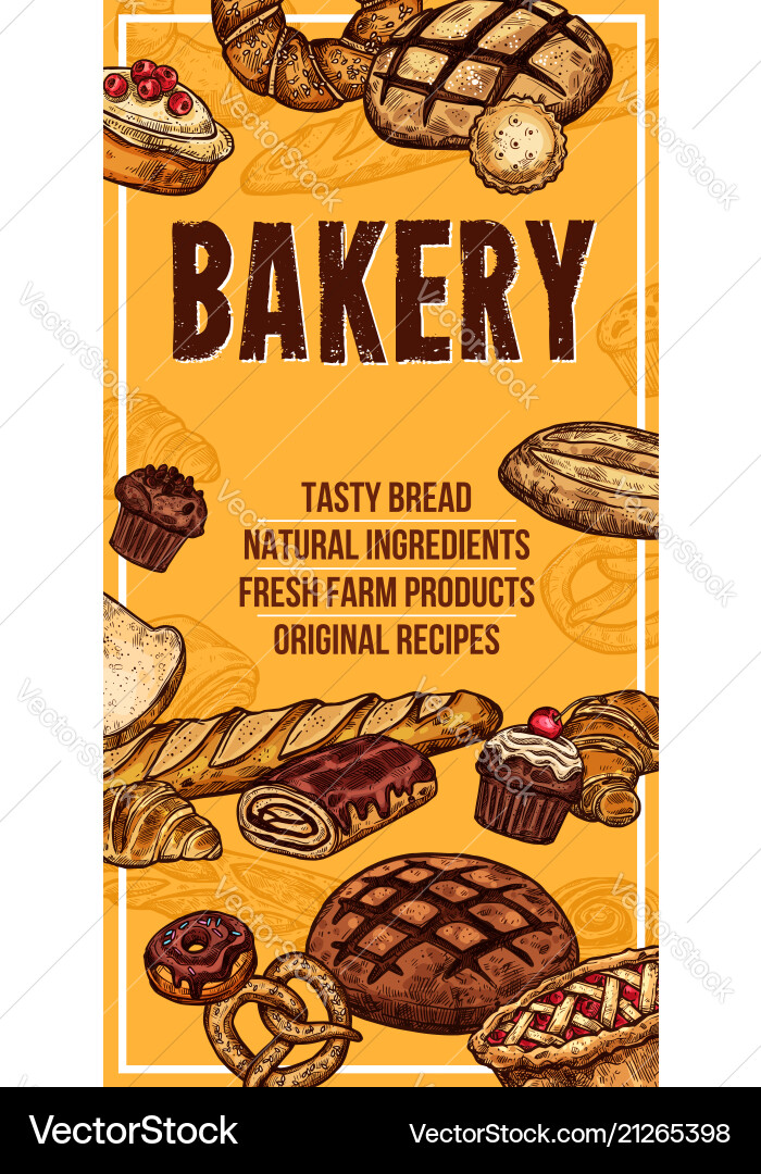 Bread sketch banner for bakery shop Bread sketch banner for bakery shop vector image