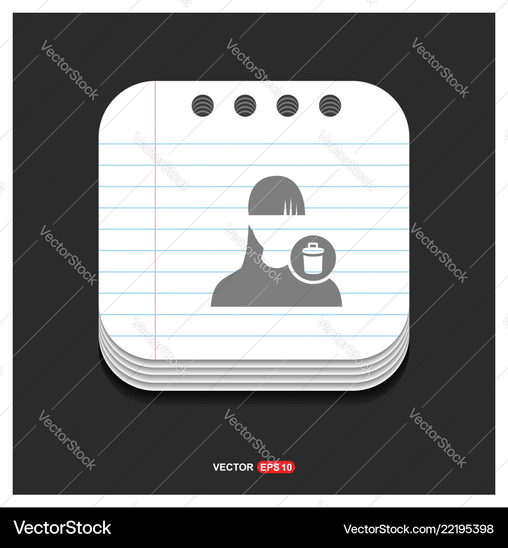 Delete user icon gray on notepad style Vector Image