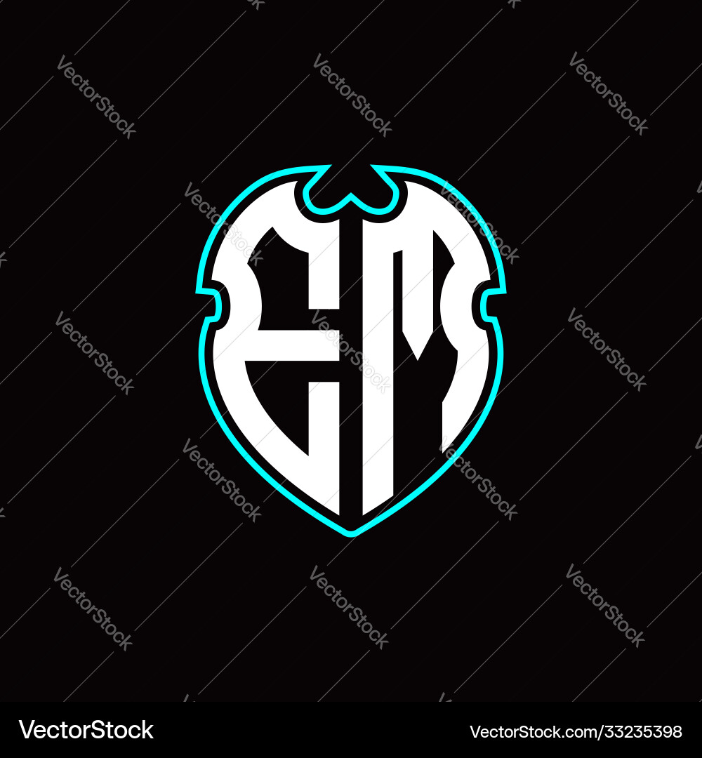 E m initial logo design with a shield shape E m initial logo design with a shield shape vector image